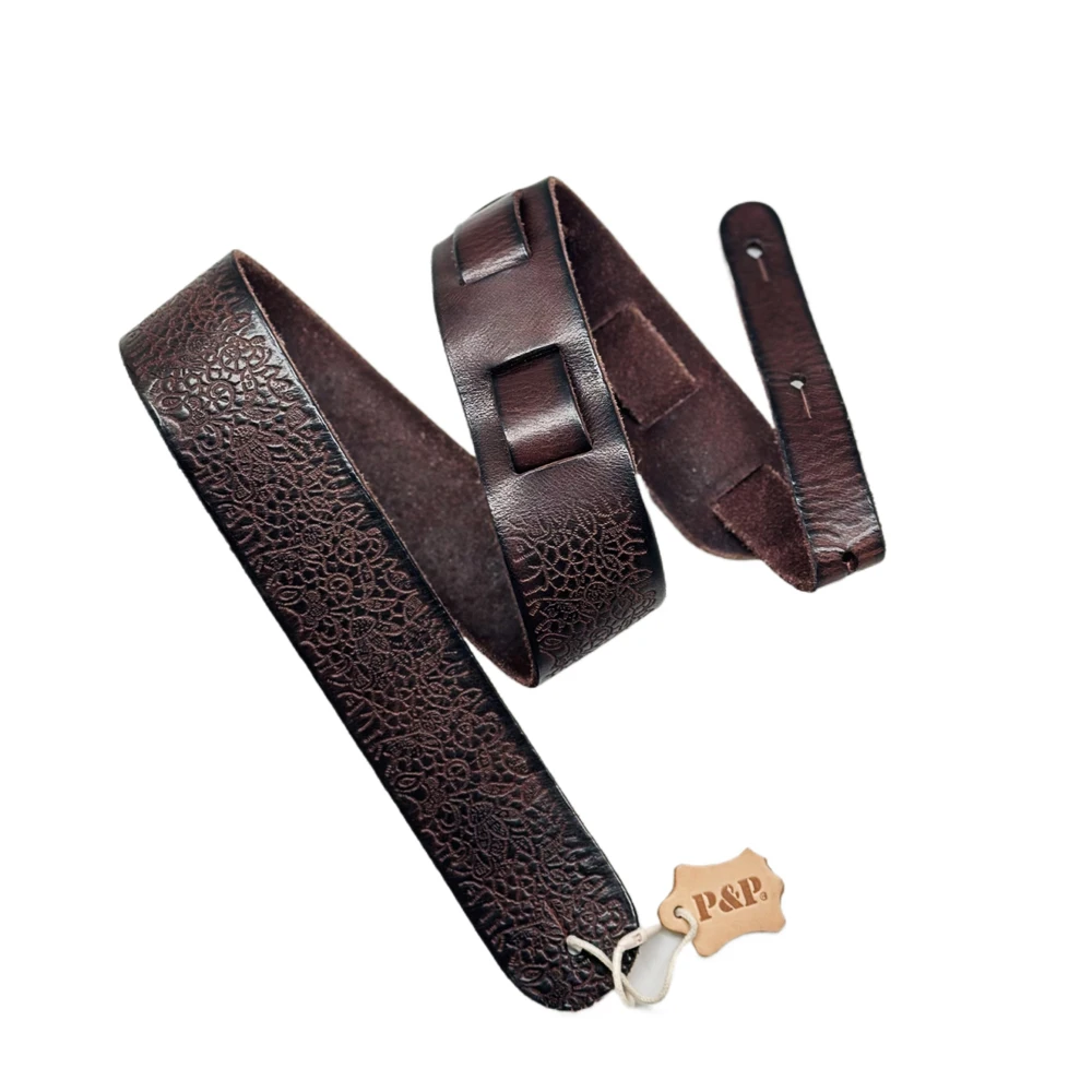 Genuine Leather Guitar Strap Handmade Retro Widened Electric 5cm Width Guitar Strap Bass Strap Accessories