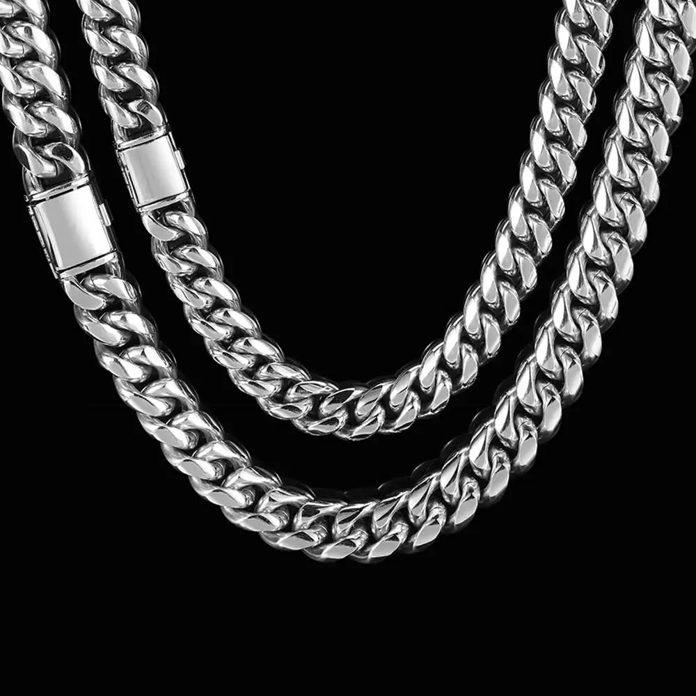 8/10/12/14MM Hip Hop Free Customizable Logo Homme Stainless Steel Jewelry Miami Cuban Chain Necklace For Men Drop Shipping