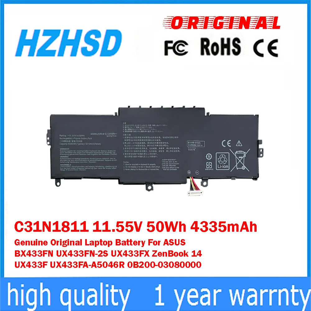 

C31N1811 11.55V 50Wh 4335mAh Genuine Original Laptop Battery For ASUS BX433FN UX433FN-2S UX433FX ZenBook14 UX433F UX433FA-A5046R