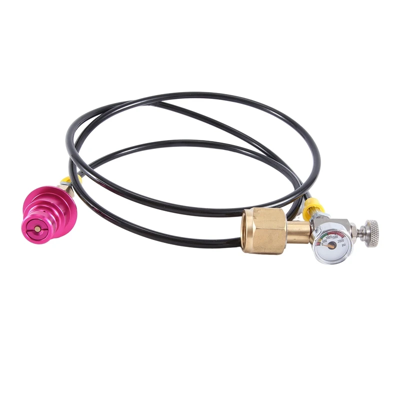 CO2 Adapter Hose With 2000Psi Pressure Gauge For DUO/TERRA/ART Quick Connect To Larger CO2 Bottles, Carbonated Bottle