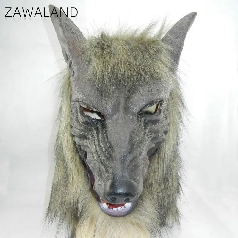 Zawaland Halloween Wolf Gloves Animal Cosplay Costume Accessories Funny Performance Props Horror Party Latex Plush Gloves