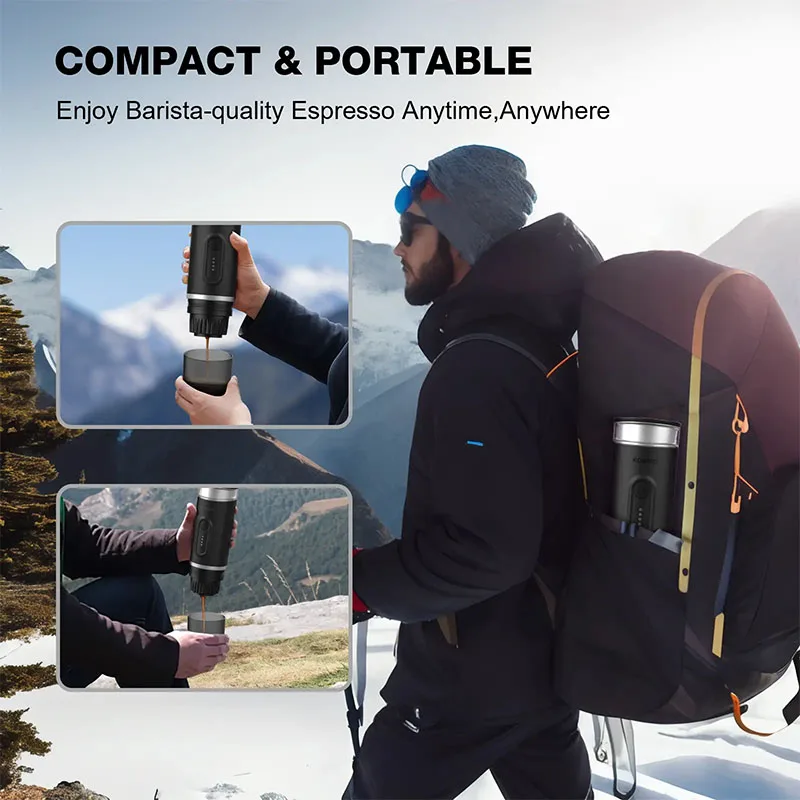 Automatic heating Portable Coffee Machine Extraction Coffee Maker Fit  Capsule Coffee Powder for Car Camping & Home Heat Water