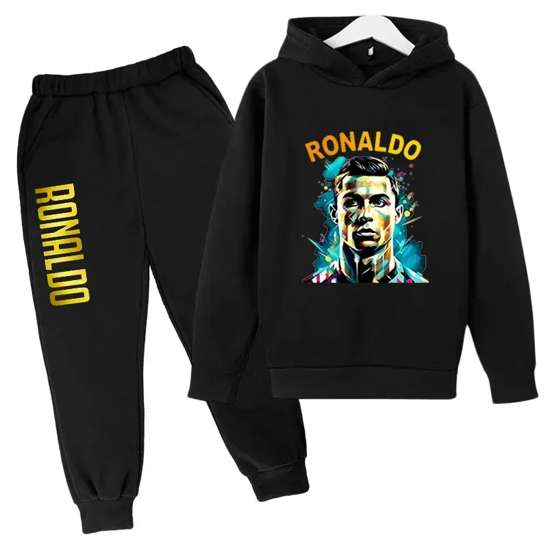 

2024 kids new clothes spring/autumn gifts celebrity idol CR7 hoodie pants 2p sportswear 3-13y boys/girls casual jogging coat set