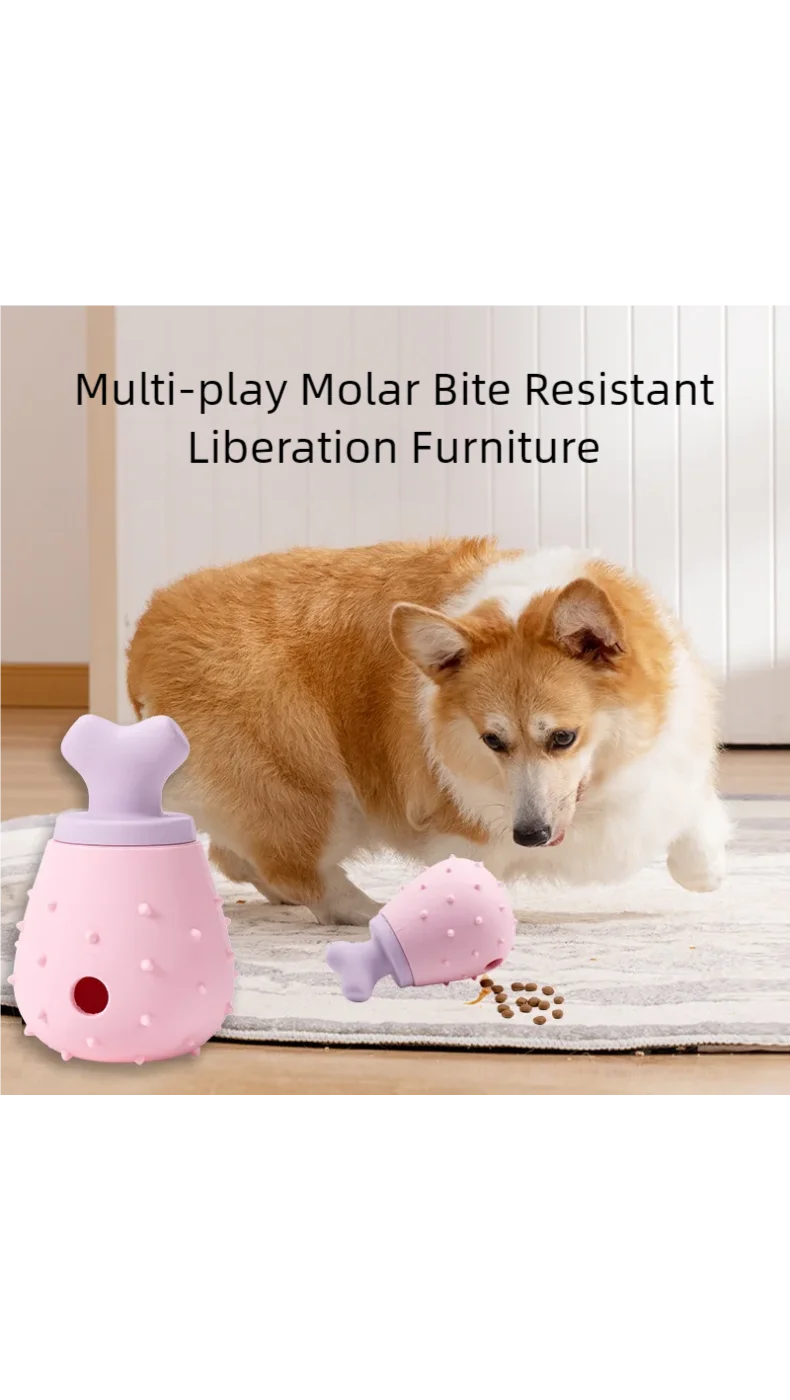 Silicone pet food vazamento brinquedo, mastigar alimentos vazamento talheres, resistente ao desgaste e alívio do estresse, pet moagem brinquedo, novo