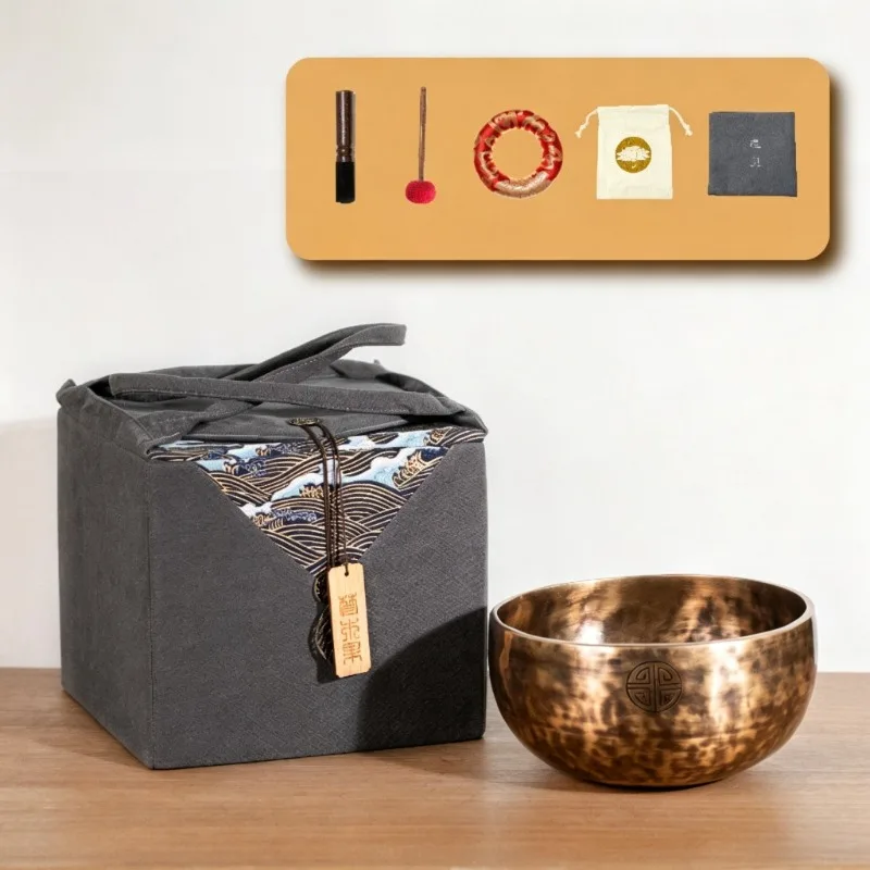 Full Moon Singing Bowl Gift Set Copper Sound Bowl with Cloth Gift Box Nepal Singing Bowls Gifts Box Original Tibetan Bowls