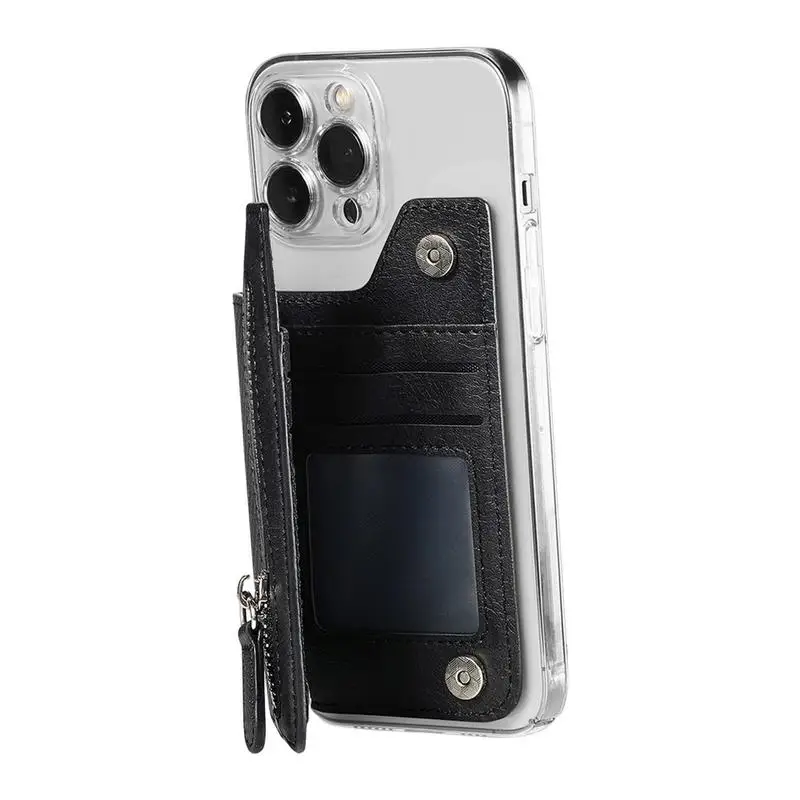 لاصق الهاتف المحفظة حامل بطاقة محفظة من جلد PU للهاتف الخليوي قضية متعددة الوظائف محفظة الهاتف لبطاقات العملات المعدنية #4