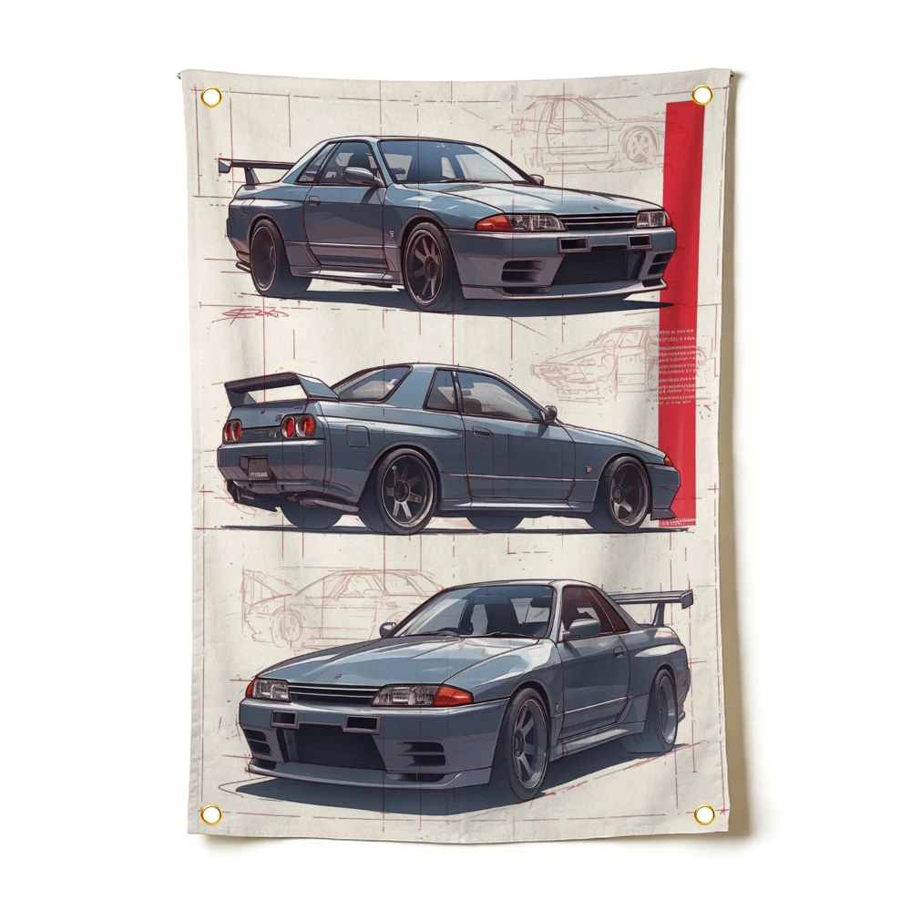 90x150cm Vintage Car Flag R32 Racing Tapestry Garage Bedroom Dorm Decor Merch Birthday Gift Indoor Outdoor Decor