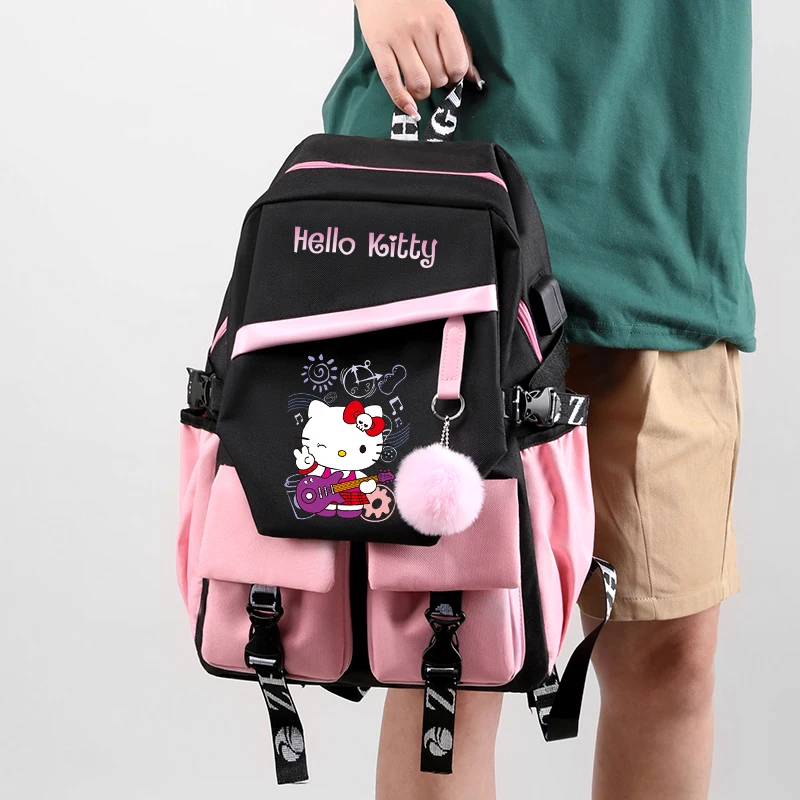 Cute Hello Kitty Backpack Girl Boy Teenager Schoolbag Student Back To School Mochila Women Rucksack Anime Cartoon Leisure Bags