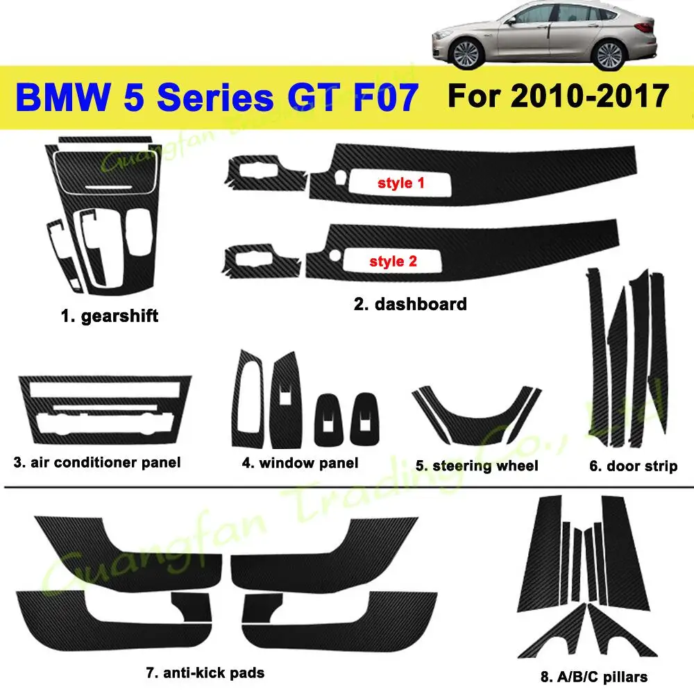 For BMW 5 Series GT F07 2010-2017 Car-Styling 3D/5D Carbon Fiber Car Interior Center Console Color Molding Sticker Decals Parts