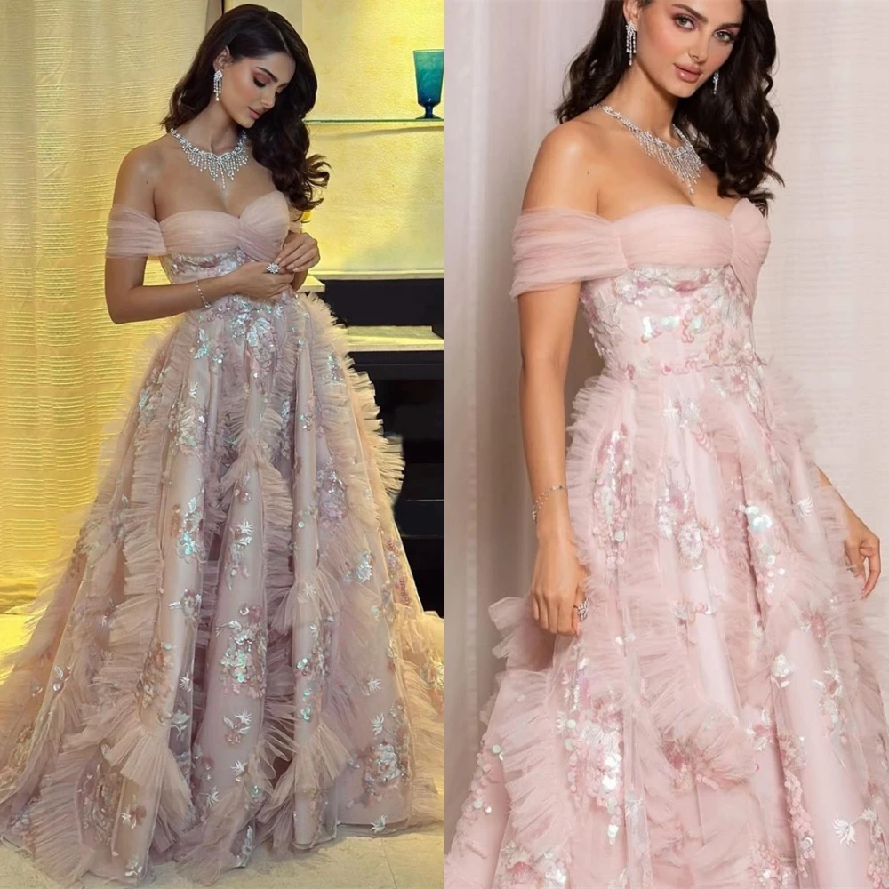 

Customized Luxury Organza Sweetheart Evening Dress Graceful A-Line Appliques Prom Dresses Exquisite Open Back Celebrity Gowns
