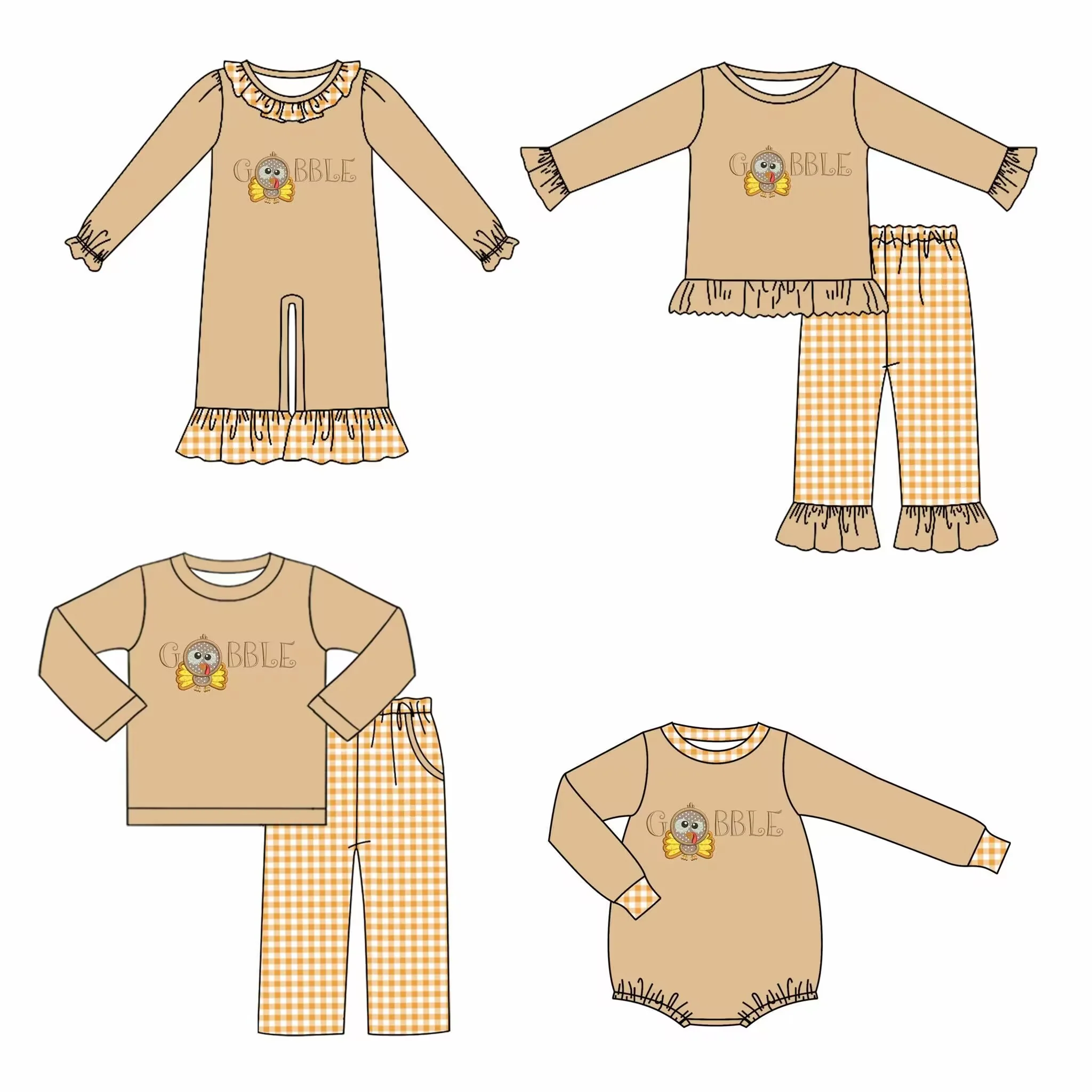 

Thanksgiving Series Long Sleeve Long Pants Set Newborn Baby Romper Girls' Sets Infant Boys Clothes Wholesale Children Clothes