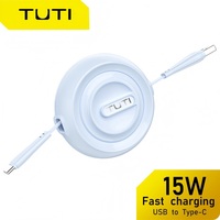 TUTI PD 3A 15W Retractable USB to Type C Cable Fast Charging Cord for iPhone 15/Pro/Plus/Pro Max MacBook iPad pro