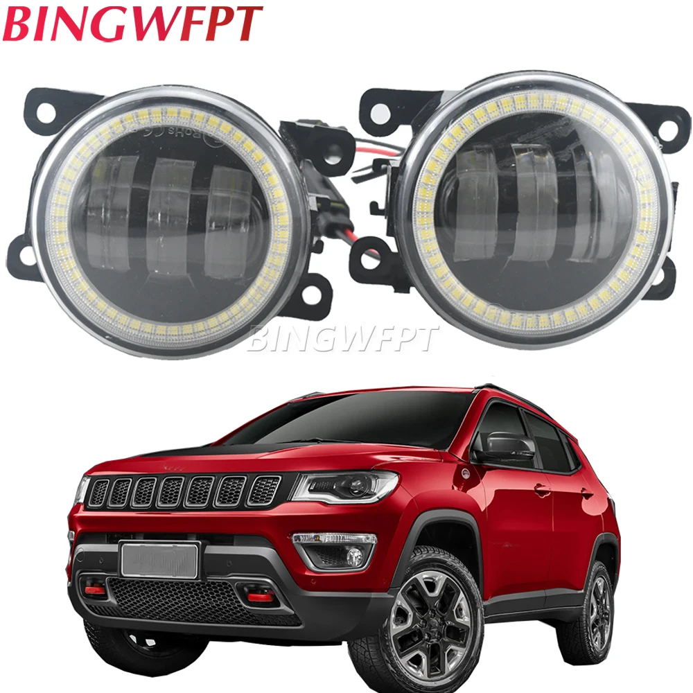 HIGH QUALITY Angel Eye Fog Light For Jeep Cherokee Renegade Compass MP 2017 2018 2019 Car LED Lens DRL Fog Driving Lamp H11 12V