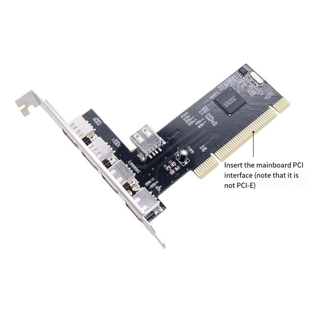 PCI Expansion Card PCI To 5 Ports USB 2.0 Expansion Card 480Mbps High Speed Hub Driver-Free For Desktop Computer
