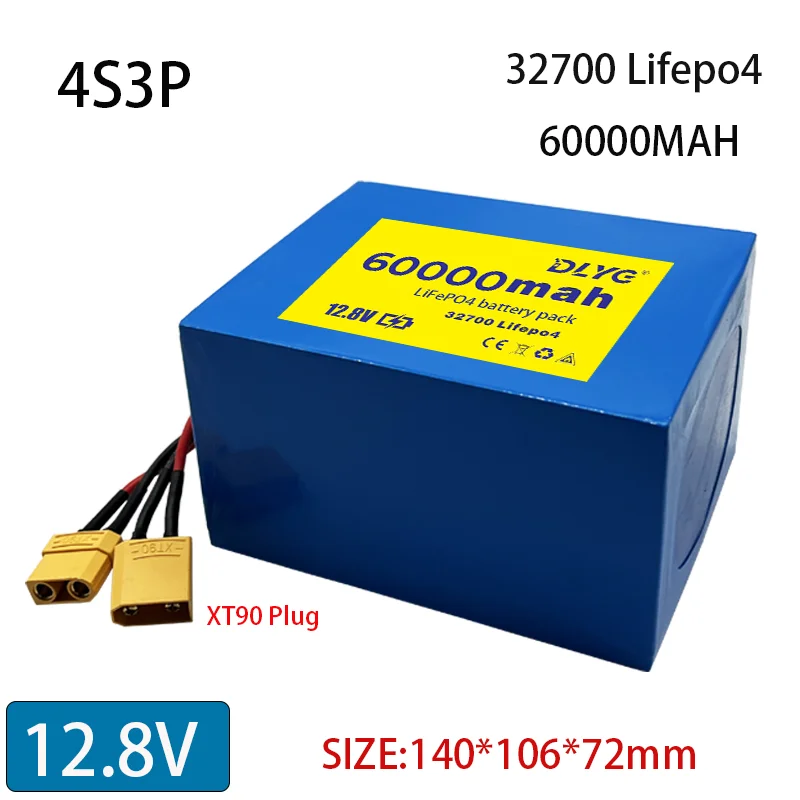 32700 Lifepo4 Battery Pack 4S3P 12.8V 60Ah 4S 40A 100A Balanced BMS for Electric Boat  and Uninterrupted Power Supply 12V