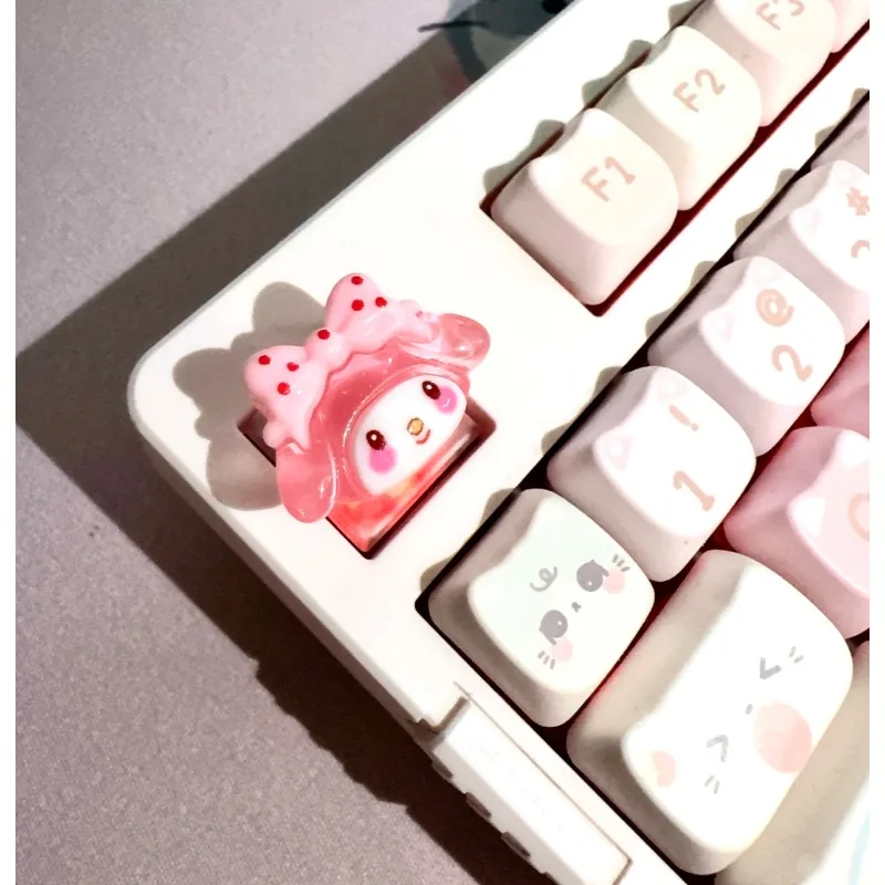 Sanrio cartoon anime translúcido hellokitty littletwinstars melodia pompompurin menina bonito teclado mecânico keycap presente kawaii