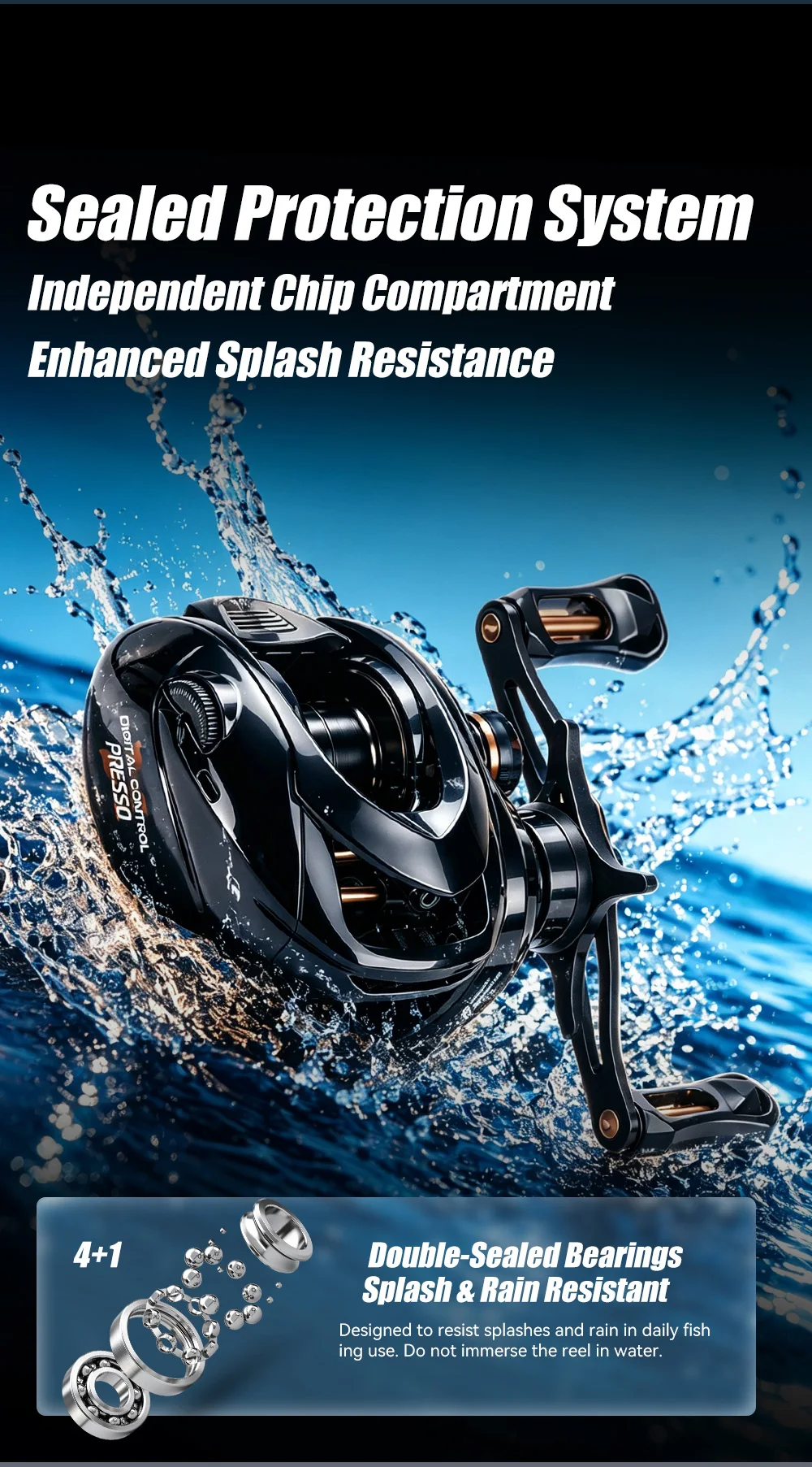 HASIDA Butterfly DC BFS Baitcasting-Rolle 152g Leichtgewicht 7.1:1 Digitalsteuerung-Rolle für Leichtköder-Angeln – Detail 5