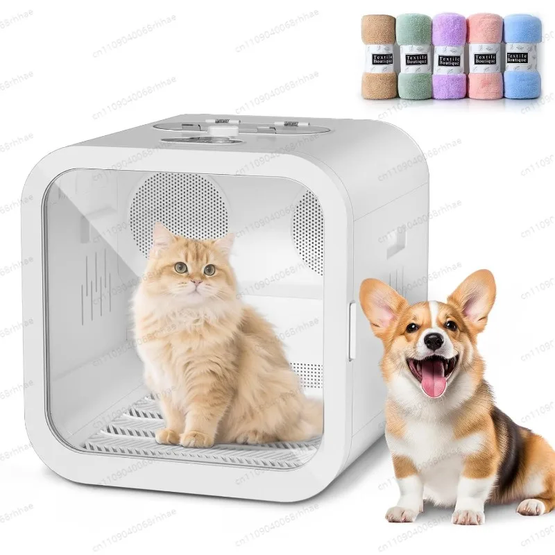 70L Automatic Pet Drying Box Dual Motor 360° Temperature Control Dryer for Cats Small Dogs