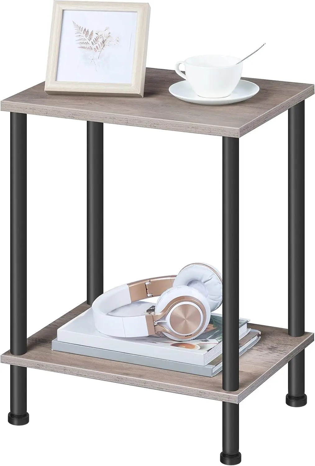 

End Table, Small Side Table, Nightstand with 2-Layer Storage Shelves, Sofa Table for Small Spaces, Living Room, Bedroom, Stab