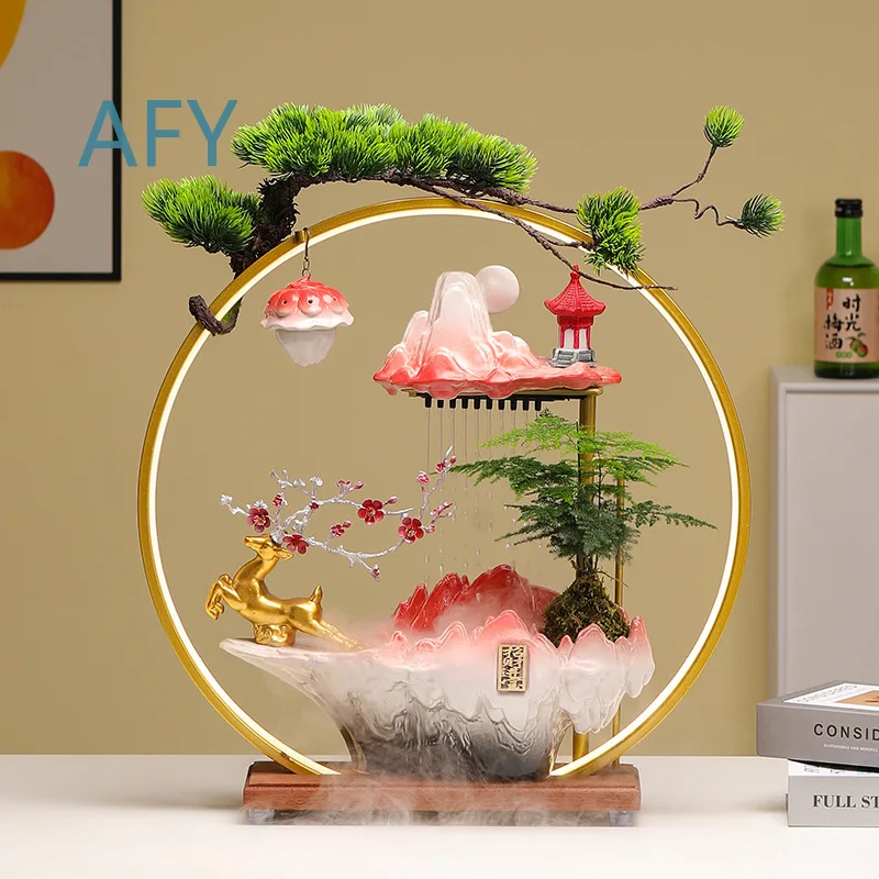 Circulating Water Feng Shui Decoration for Living Room Office Cashier Desk Desktop Gift for Housewarming Business Opening