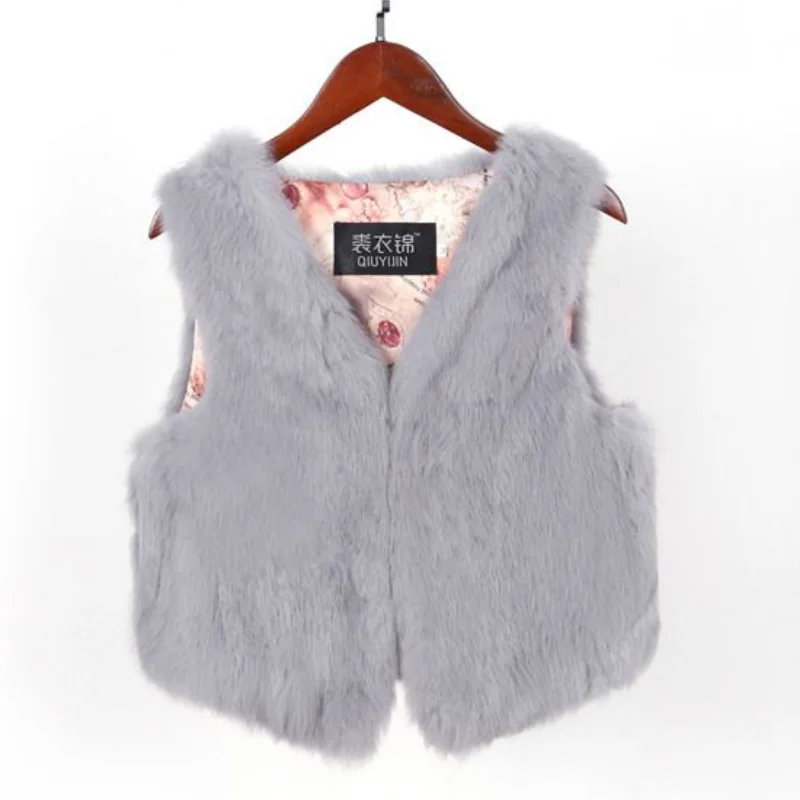 2023 New Skinny-looking Rabbit Fur Vest Women\'s Short Slim-fit Fur  Coat Clearance Sale