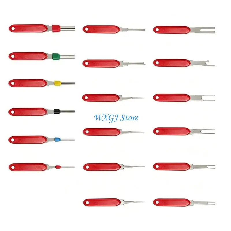 37JE Release Pick Set for Auto Wire Repair, Steel Picks with Red Grips for Electrical Service and Daily Care Garage Use