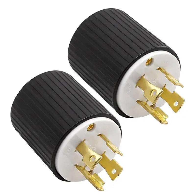 L62A Industrial Grade NEMA L14-30P Locking Plug(2Pcs), 30 Amps 125/250V, 4 Prong Twist Lock Male Plug For Generator US Plug