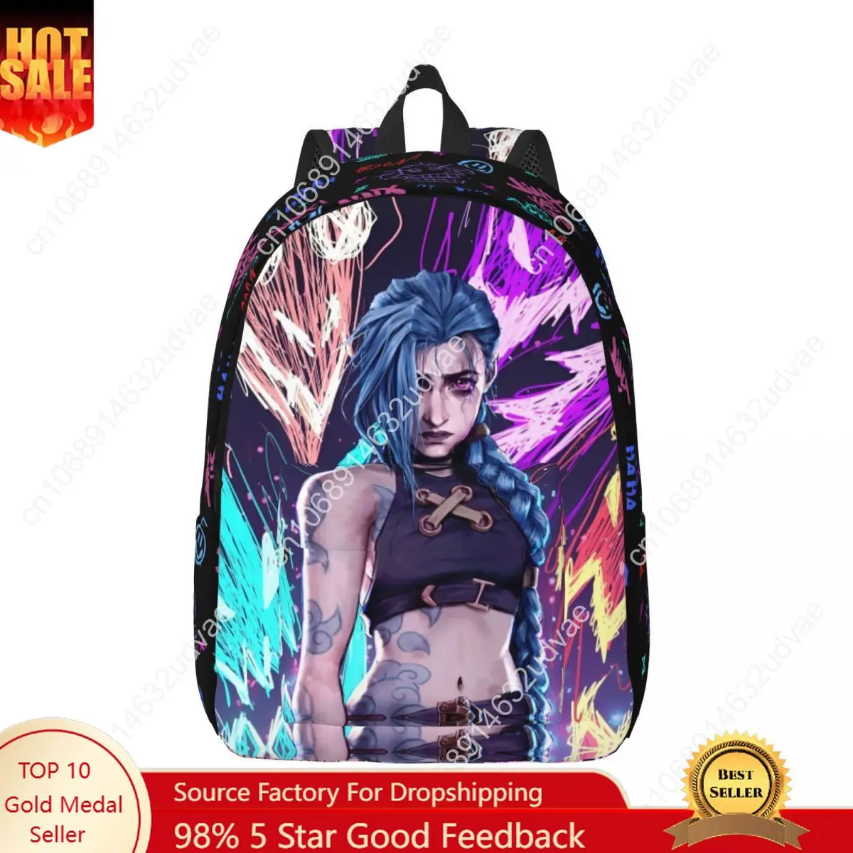

Arcane Anime Backpack Men Women Teenage High School Daypack Jinx Graffiti Laptop Computer Shoulder Bag Durable