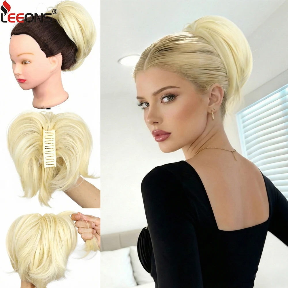 

Synthetic Straight Ponytail Extension Hairpiece Short 10" Layered Straight Claw Clip Ponytail For Women Heat Resistant Pony Tail