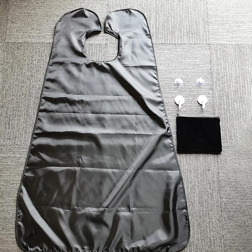 No static Anti-scratch Waterproof Non-Stick Hair Cutting Beard Shaving Apron Cape Hair Catcher w/ 4pcs Suction Cups for Men