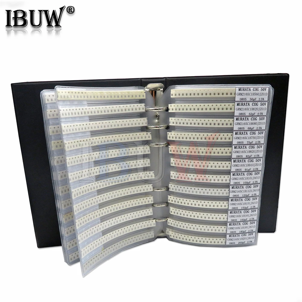 950PCS 2550PCS 4500PCS 0201 0402 0603 0805 1206 Capacitor sample book ibuw SMD Assorted Kit 10uf 1nf 100pf 10nf blank book