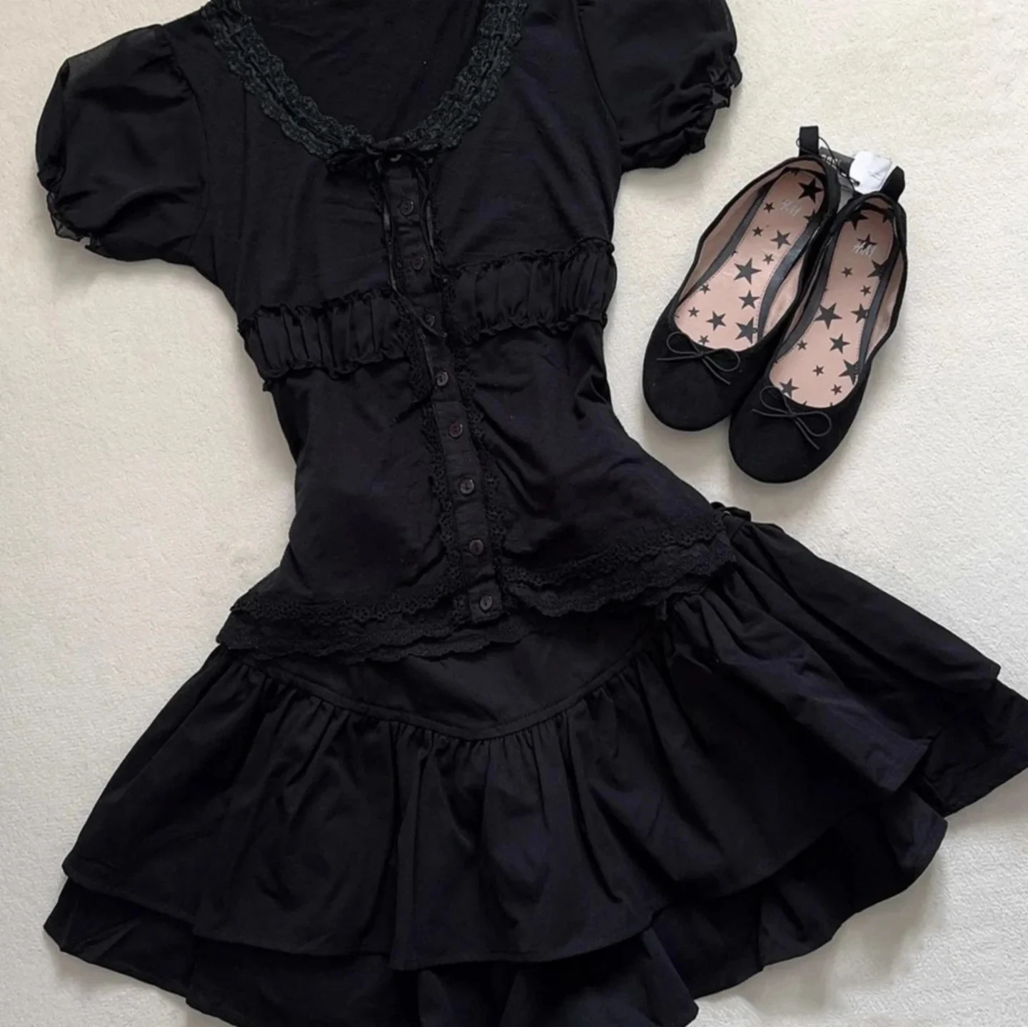 Robes 2 pièces t-shirt dentelle croix Goth Grunge robe de soirée femmes Punk robe d'été Y2k 2000s douce fille taille haute jupe courte