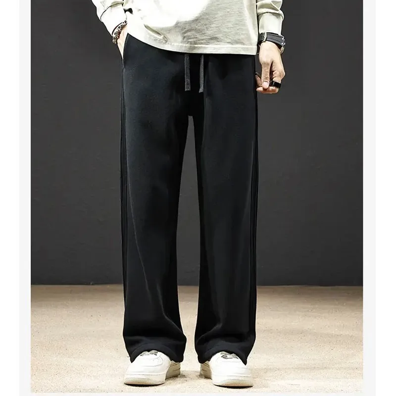 

Trendy American Splice Thiened Casual Pants for ort People Autumn Winter New Sle Spor Youthful Elastic Waisand