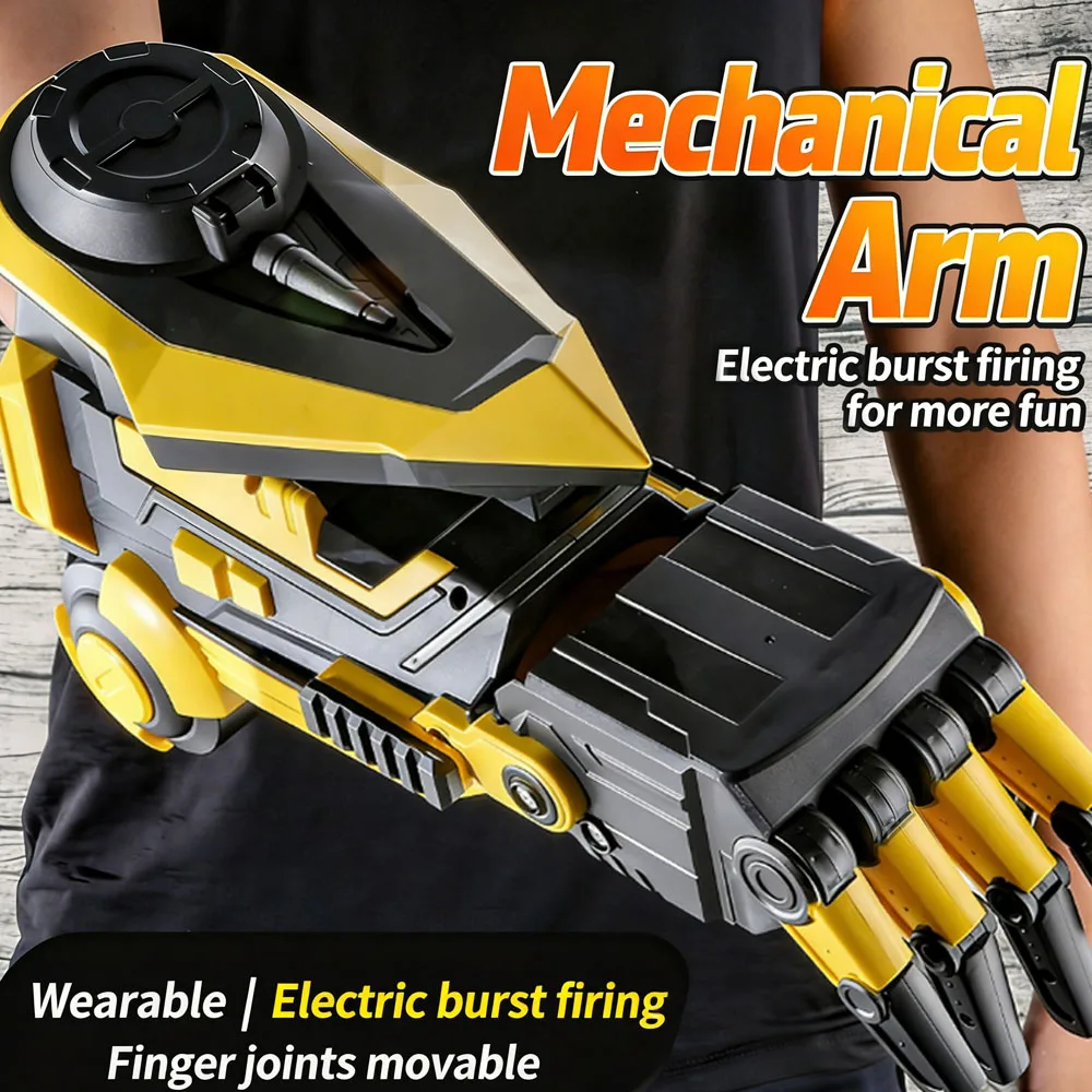 Tactical Mechanical Arm Blaster Gear Electric Rapid Launcher Wearable Robotic Gauntlet Moving Fingers & Cool Mask for Kids Gift