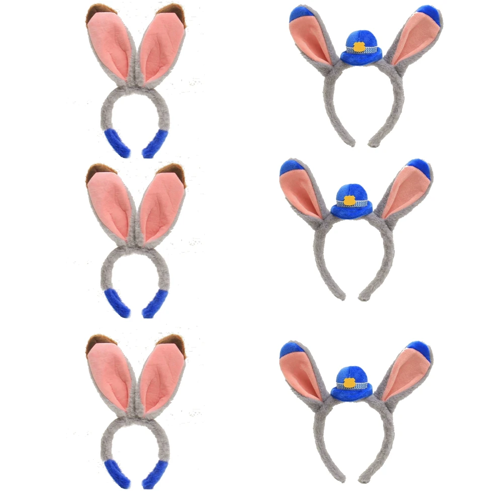 

6pcs Zoo Plush Headband Judy Nick Ear Headband Cartoon Fashion Wash Face Take Photos Headwear Hairband Girl Hair Accessories
