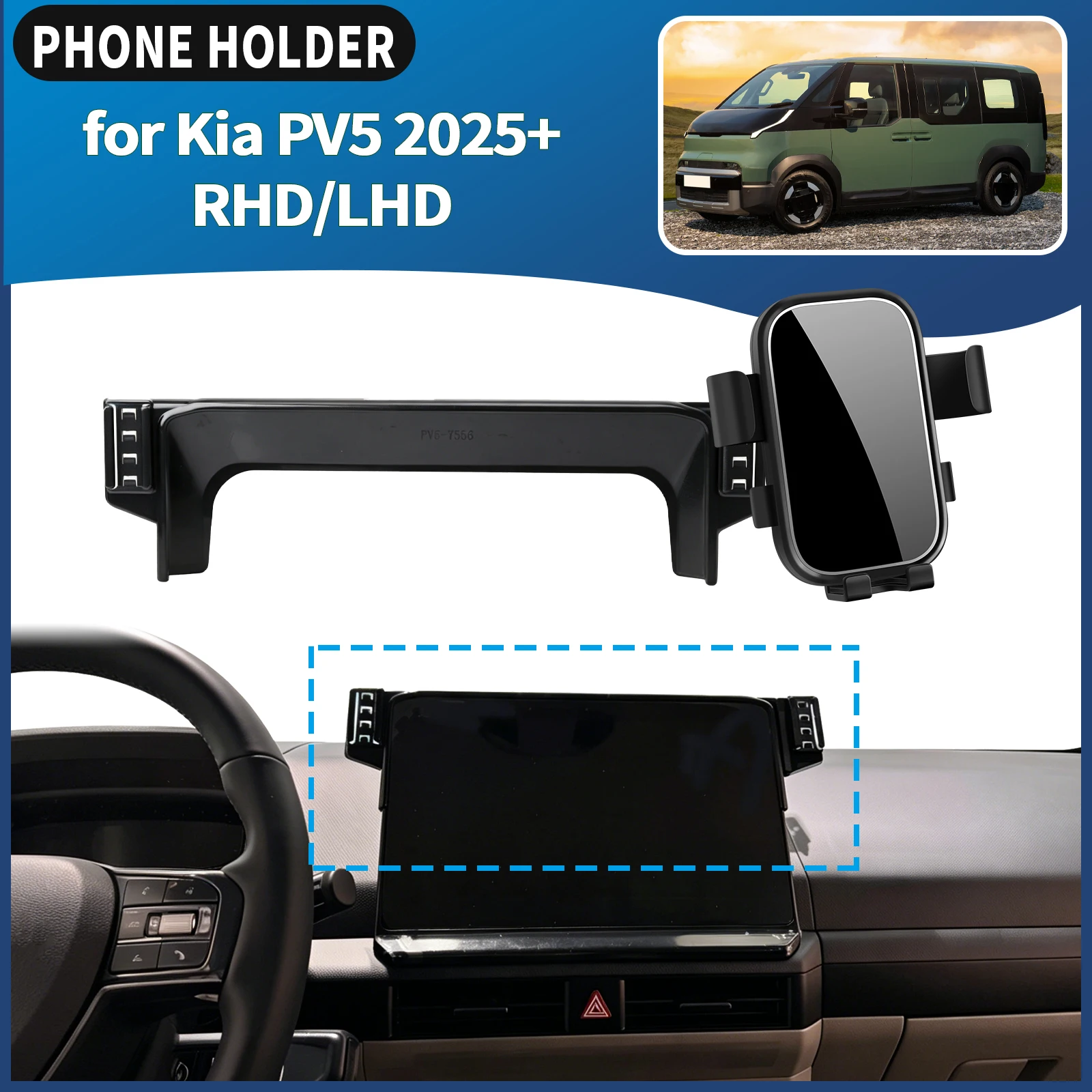 for Kia PV5 2025 2026 2027 RHD LHD Car Phone Holder Mount Vehicle-Specific GPS Navigation Easy Installation accessoires