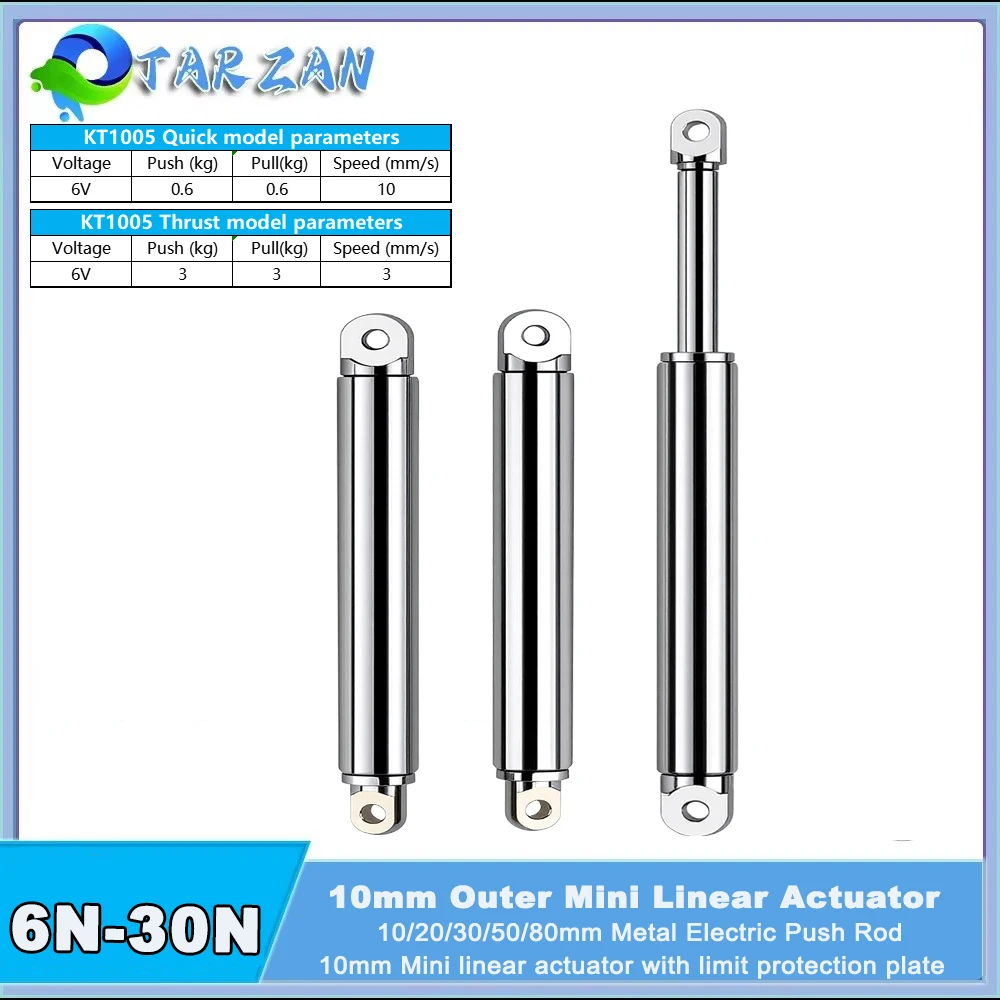 Actuador Lineal de 10 mm, Tipo Pluma Retráctil, Varilla de Empuje Eléctrica de Metal de 10/20/30 mm, 5 V, Carga Máxima de 3 kg, para Camiones, Coches, Barcos y Juguetes RC