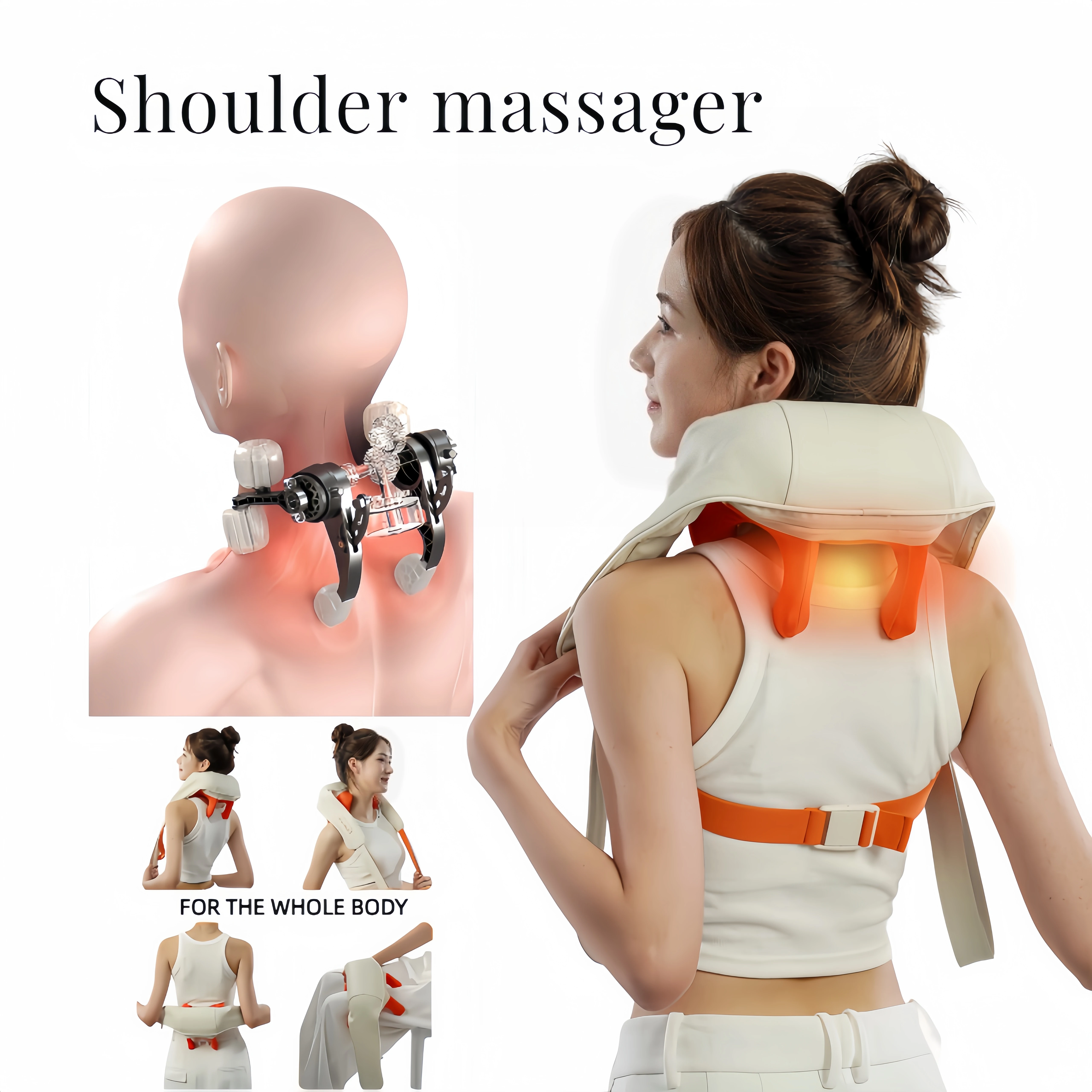 New Portable Mini Relaxer Dredge Kneading Smart Electric Wrap Heated Trapezius Muscle Neck Multifunctional Shiatsu Massage Shawl