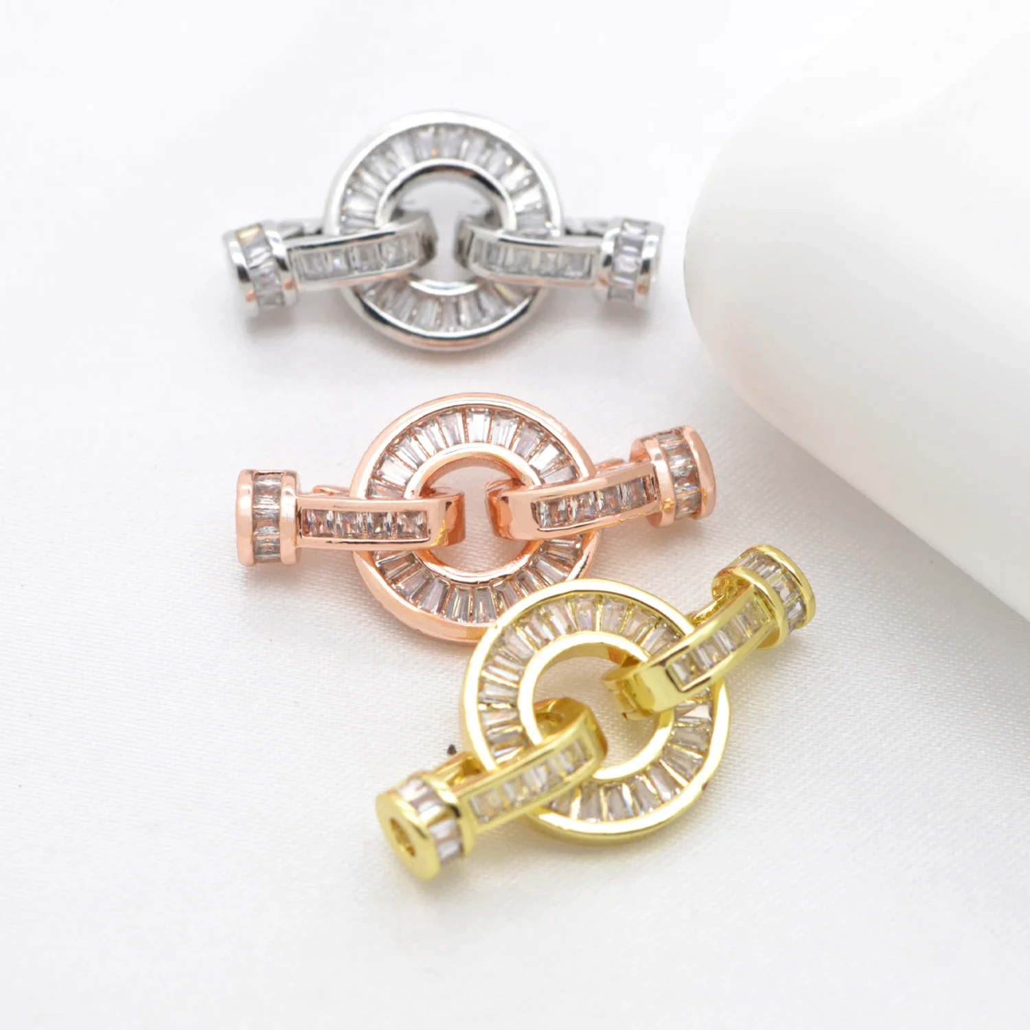 Inlaid Zircon Round Clasps Ending Buckle for DIY Bracelet Necklace Jewelry Making Accessories Supplie Handmade Jewelry Materials