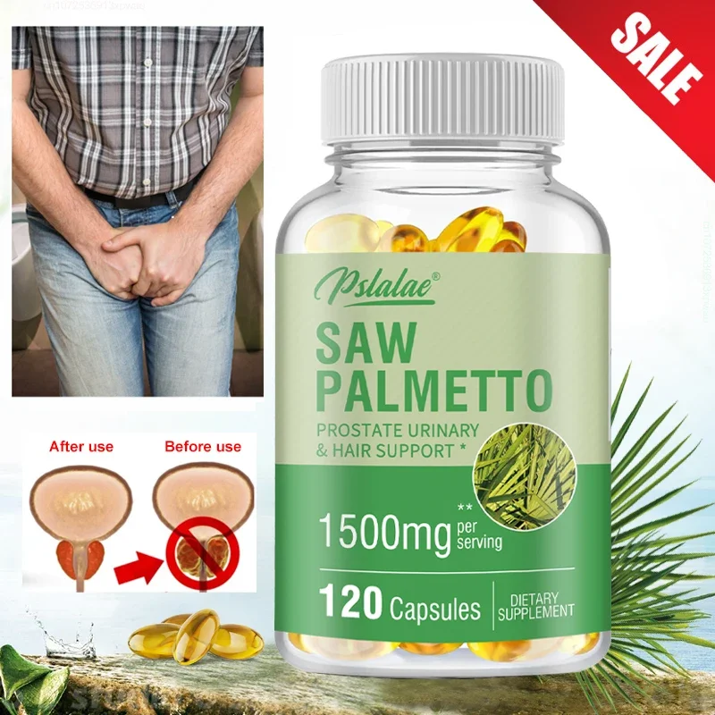 Saw Palmetto Supplement Supports Prostate Health, Blocks DHT, Fights Hair Loss, Promotes Urinary Tract Health Gluten-free