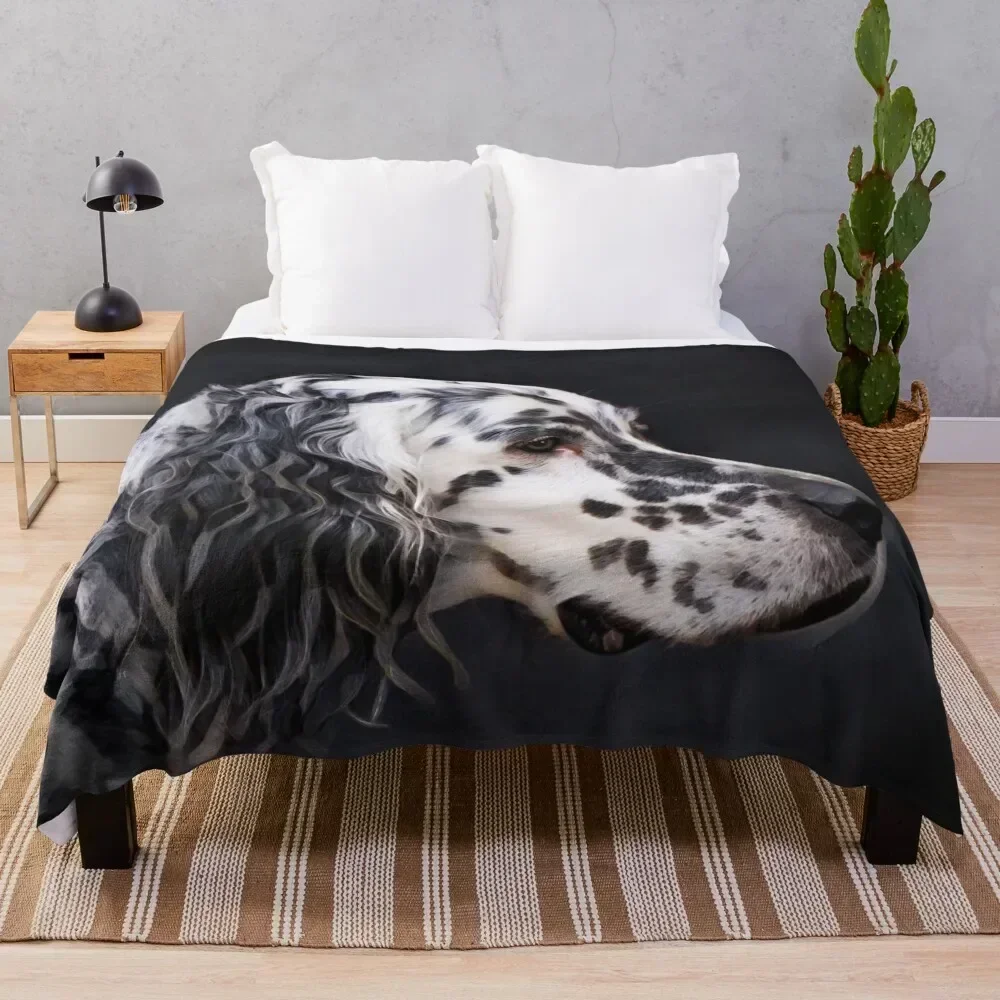Manta suave y cálida con diseño de perro Setter inglés con ojos color avellana, regalo para abuelos