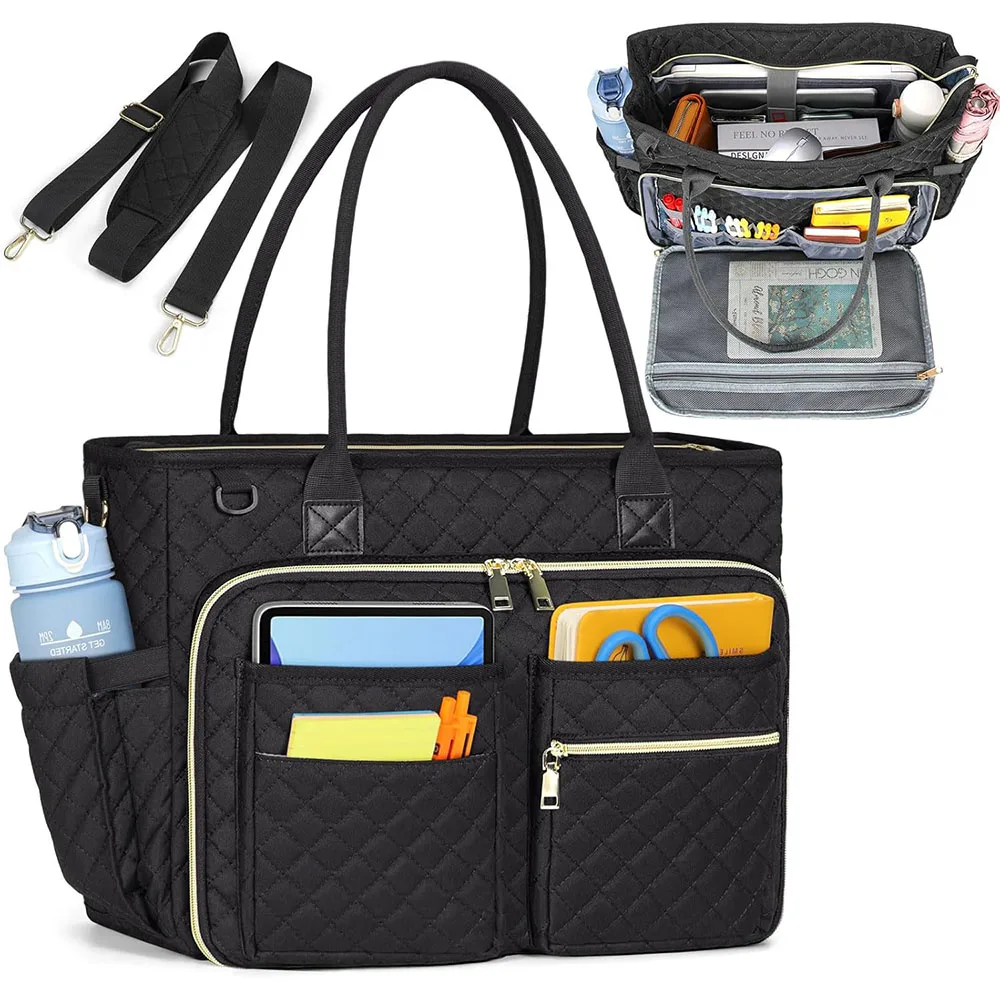 

Teacher Tote Bag 15.6 inch Laptop Work Shoulder Bag for Women Documents Books Storage Bag Travel Large Capacity Handbag