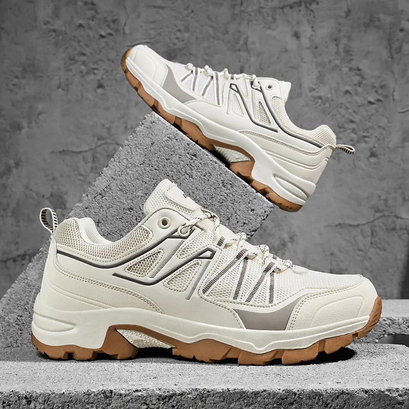 

Outdoor Men Hiking Shoes Fashion Trail Running Shoes Lace Up Wear-Resistant Climbing Trekking Sneakers for Men Spring Size 46