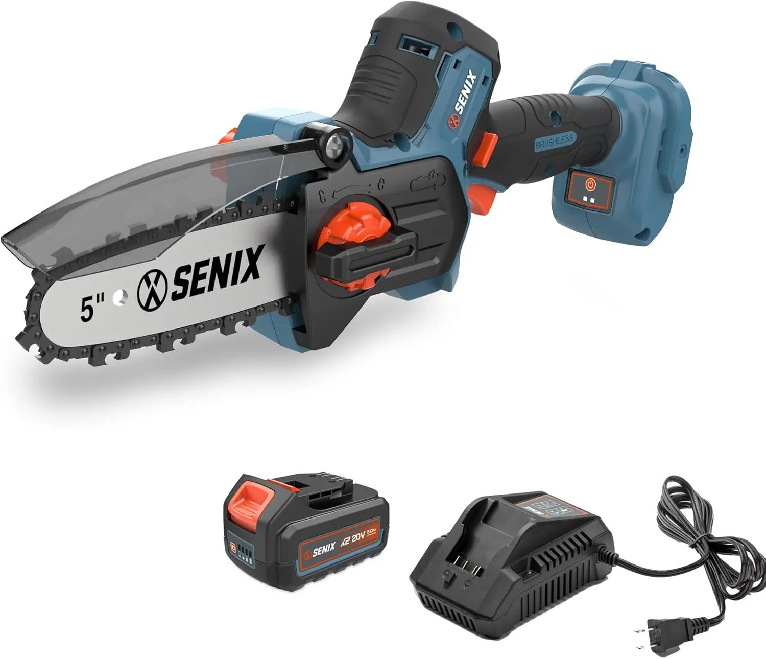 

20V 5" Mini Electric Chainsaw, Cordless Battery Powered Chainsaw, Brushless Small Handheld Portable Chain Saw, Includes 5Ah Batt