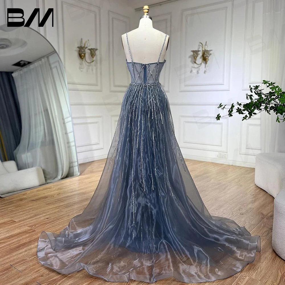 Elegant Blue Women Party Gown Sexy Rhinestones Prom Dresses Maxi Evening Gown