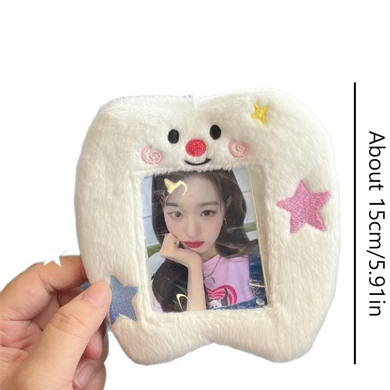 Cute Smiling Teeth Plush Card Holder Idol Photo Display Pendant Portable Photo Storage Card Holder Keychain Bag Pendant