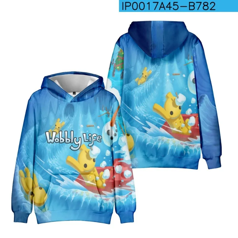 Jeu chaud Wobbly Life série sweat à capuche personnage de dessin animé impression 3D hommes et femmes mode pull décontracté sweat à capuche