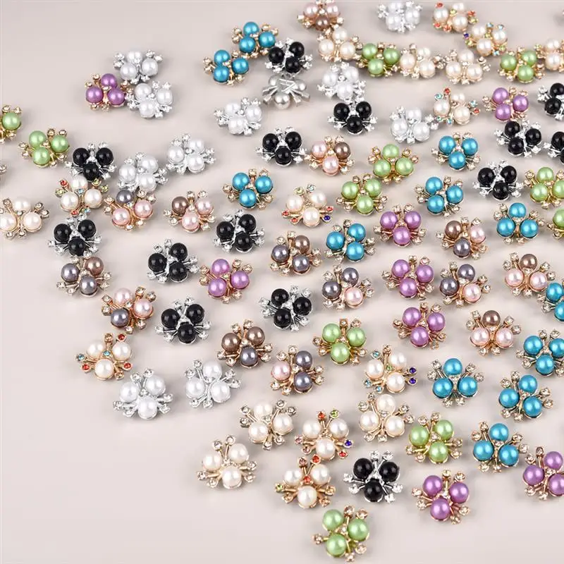 20PCS ผ้า Charms ABS อุปกรณ์ตกแต่ง Clog Rhinestone ลูกปัดมุก DIY หัวเข็มขัดรองเท้าเสื้อผ้าเครื่องประดับสําหรับของขวัญปาร์ตี้