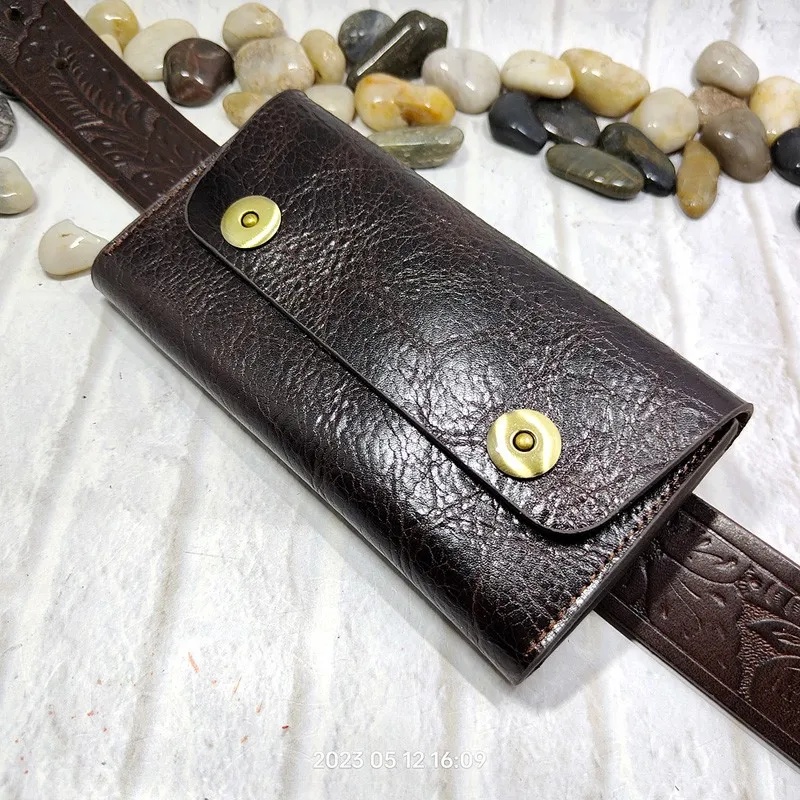 Blongk Genuine Leather Sheath Cell Phone Case Holster Waist Bag Belt Pack Zippered Card Wallet Pouch for Iphone Samsung L2101DK
