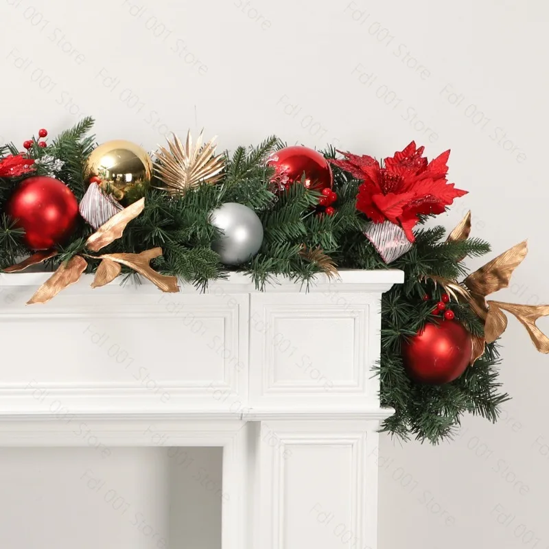 2M Artificial PE Mixed Christmas Garland For Mantel Railing Wall Decoration